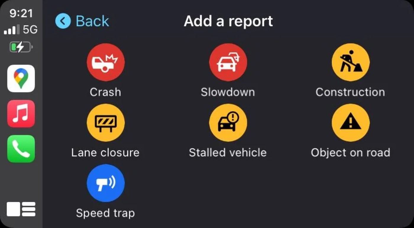 Google Maps sur CarPlay peut fournir des notifications concernant les accidents et divers autres incidents Google Maps CarPlay Signalements 2 Google Maps sur CarPlay peut fournir des notifications concernant les accidents et divers autres incidents