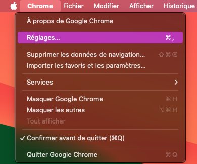 mac menu chrome reglages Comment changer lapp Safari par défaut sur iPhone et Mac ?
