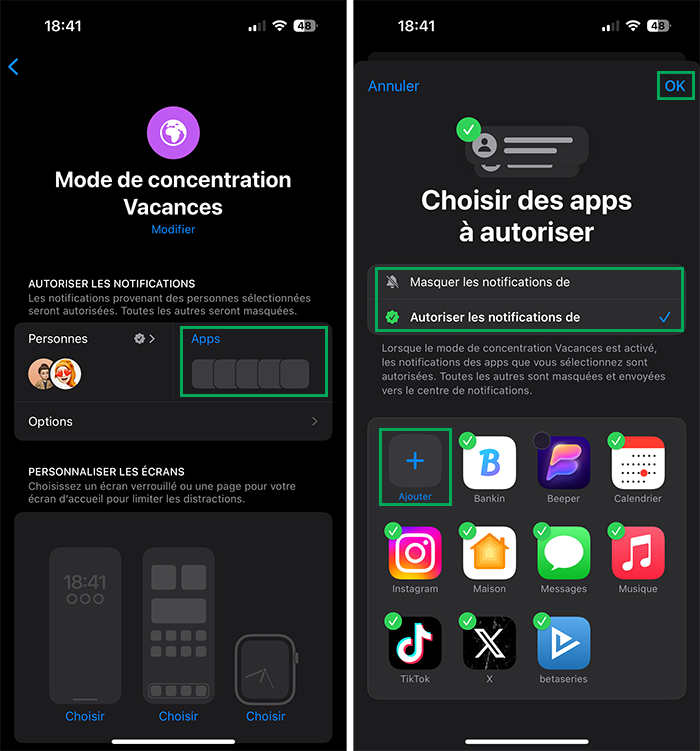 Comment utiliser efficacement les modes de concentration de iOS et macOS ? iphone concentration personnaliser apps Comment utiliser efficacement les modes de concentration de iOS et macOS ?