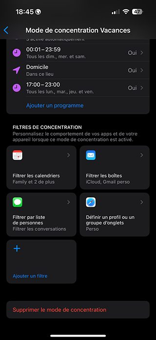 Comment utiliser efficacement les modes de concentration de iOS et macOS ? iphone concentration personnaliser filtres Comment utiliser efficacement les modes de concentration de iOS et macOS ?