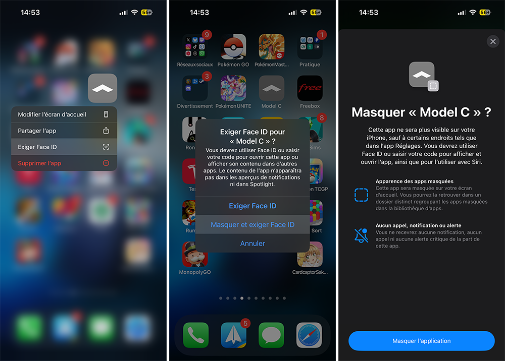Masquer verrouiller Face ID application iOS 18