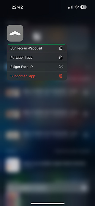 Remettre app écran accueil