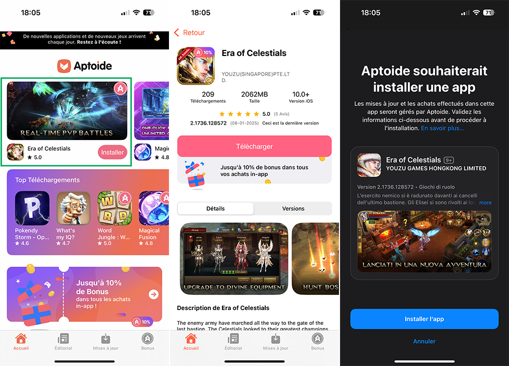 Télécharger une app avec Aptoide sur iPhone