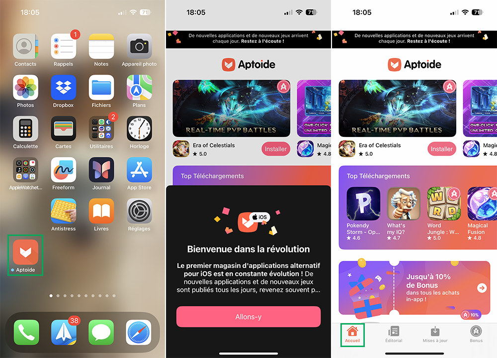 Aperçu du store alternatif