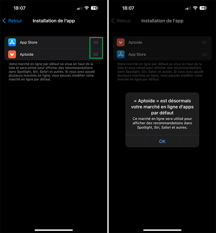 Changer marché en ligne d'apps par défaut 
