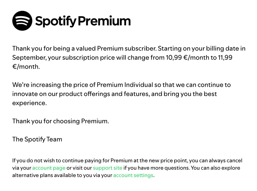 Hausse Prix Abonnement Spotify Premium Une nouvelle hausse des prix est annoncée par Spotify en Europe et dans dautres pays
