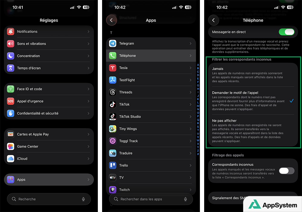 Activer l'option "Demander le motif de l'appel" et filtrer les appels masqués sur iPhone avec iOS 26