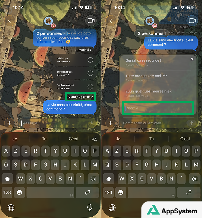 Ajouter un choix à un sondage déjà existant