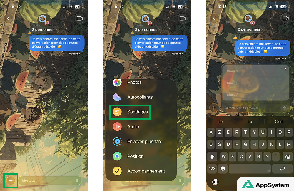 Accéder aux sondages depuis l'app Messages sur iPhone