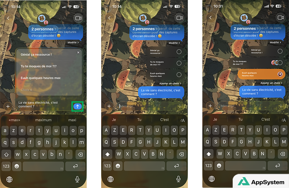 Envoyer un sondage et y répondre