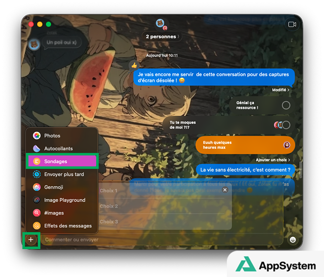 Ajouter un sondage dans Messages sur Mac