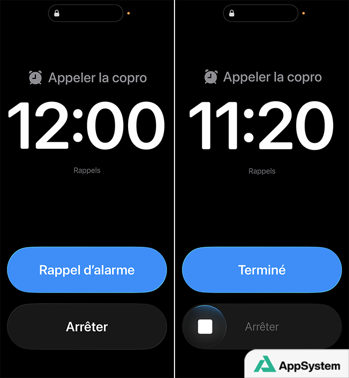 Les boutons de l'alarme d'un rappel