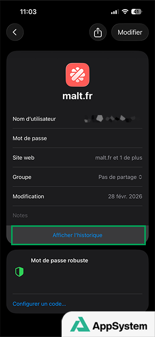 Afficher l'historique des mots de passe sur iPhone