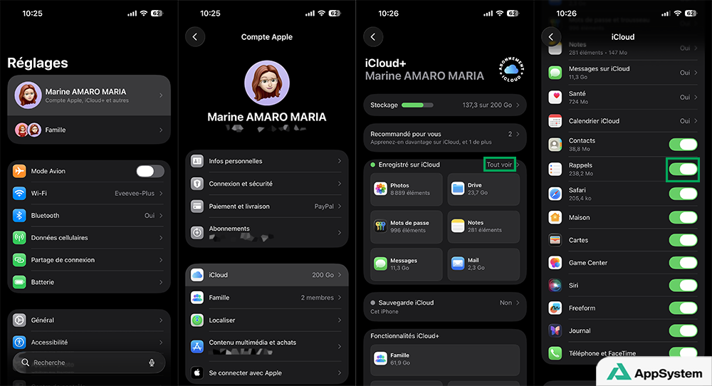 Activer Rappels iCloud