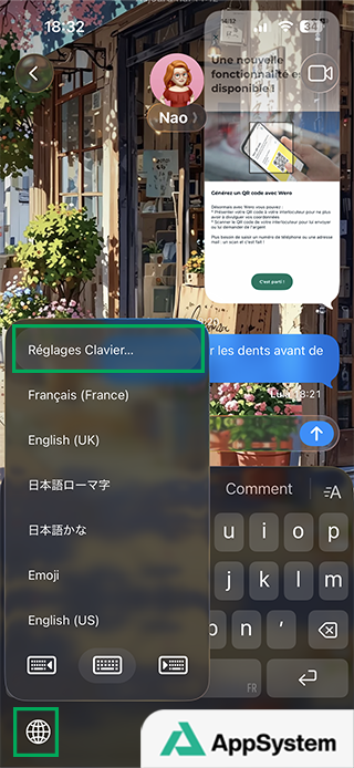 Accéder aux réglages du clavier depuis un le clavier directement