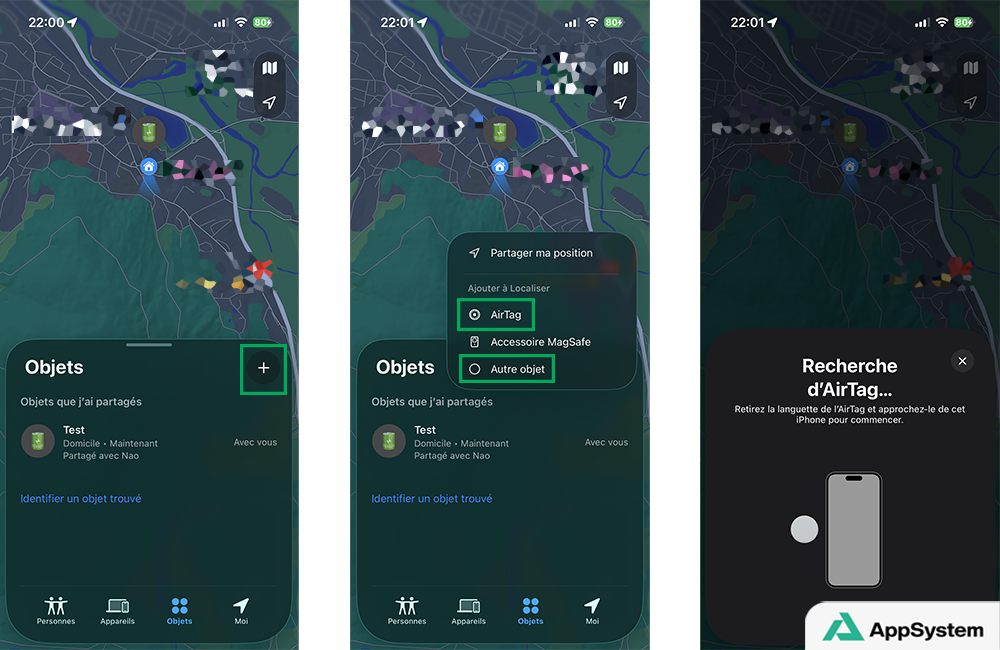 Ajouter un AirTag ou un objet compatible à l’apparence Localiser