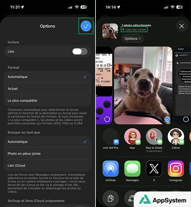 Confirmez la modification des options de partage de photos sur iPhone
