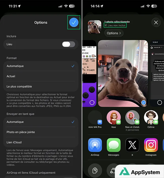 Confirmez la modification des options de partage de photos sur iPhone