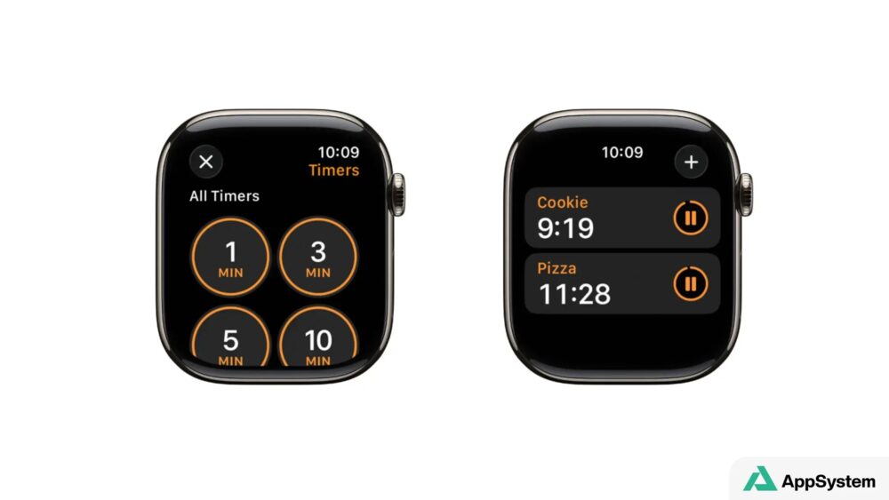 Montres Apple affichant des minuteurs en cours