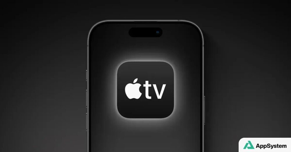 iPhone affichant l’icône Apple TV sur fond sombre