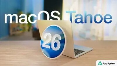 Ordinateur portable Apple illustrant macOS Tahoe 26
