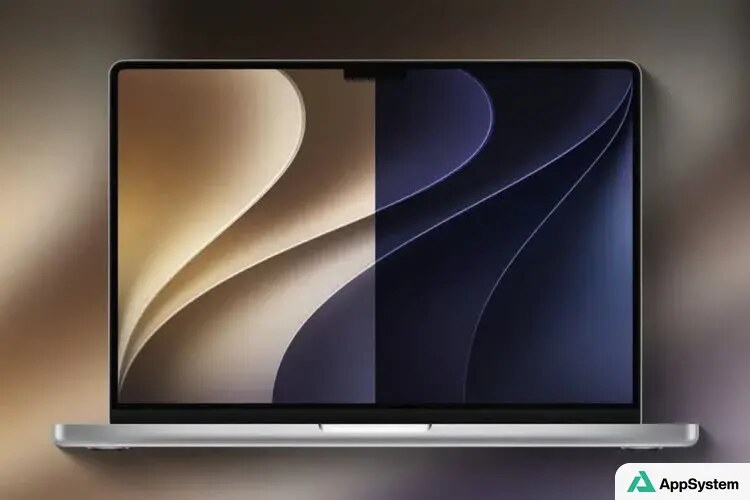 Ordinateur portable Apple affichant un fond d’écran macOS