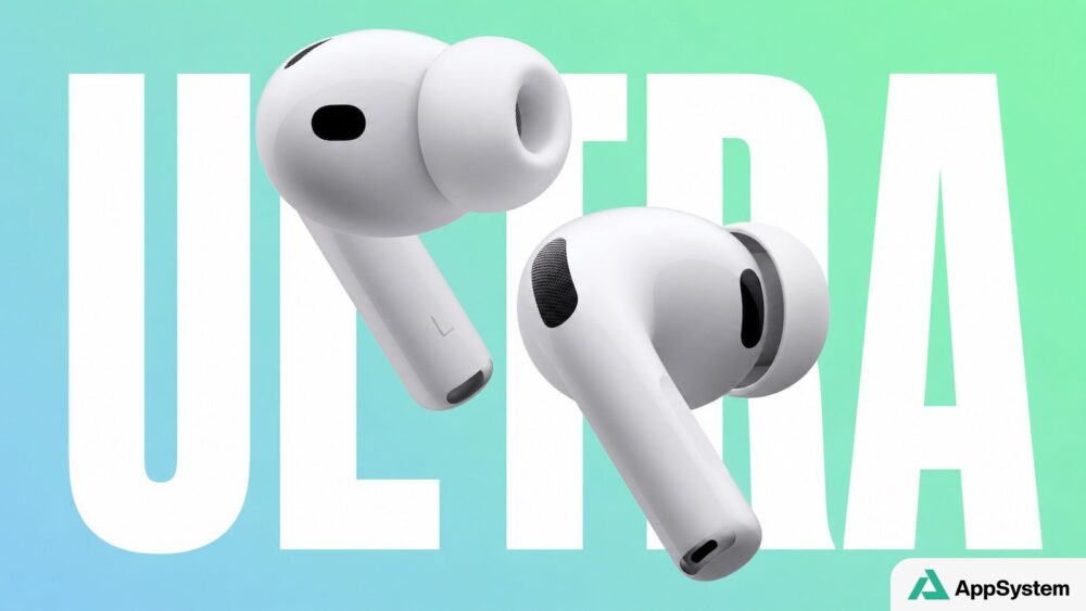 Écouteurs sans fil Apple illustrant les supposés AirPods Ultra