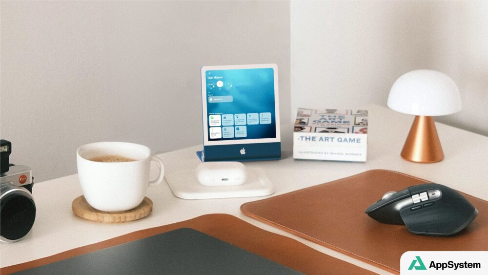 Concept de hub domestique Apple avec écran pour maison connectée