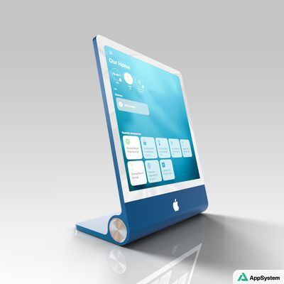 Rendu d’un hub domestique Apple avec écran tactile de gestion