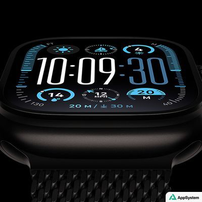 Apple Watch noire affichant l’heure et des données sportives