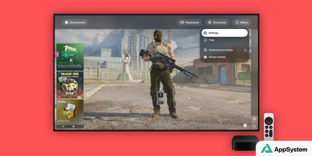 Rendu d'une application de cloud gaming sur Apple TV et télécommande