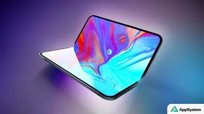 Illustration d’un iPhone pliable ouvert aux coins arrondis