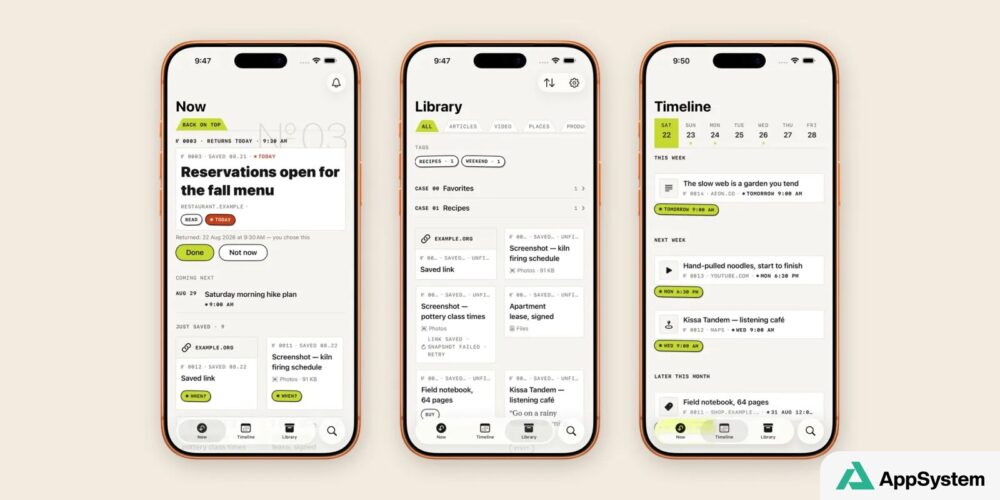 Aperçu de Laytr affichant les sections bibliothèque, calendrier et contenus sauvegardés