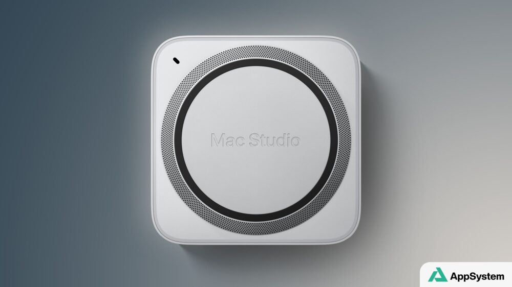 Vue rapprochée du Mac Studio posé sur une surface