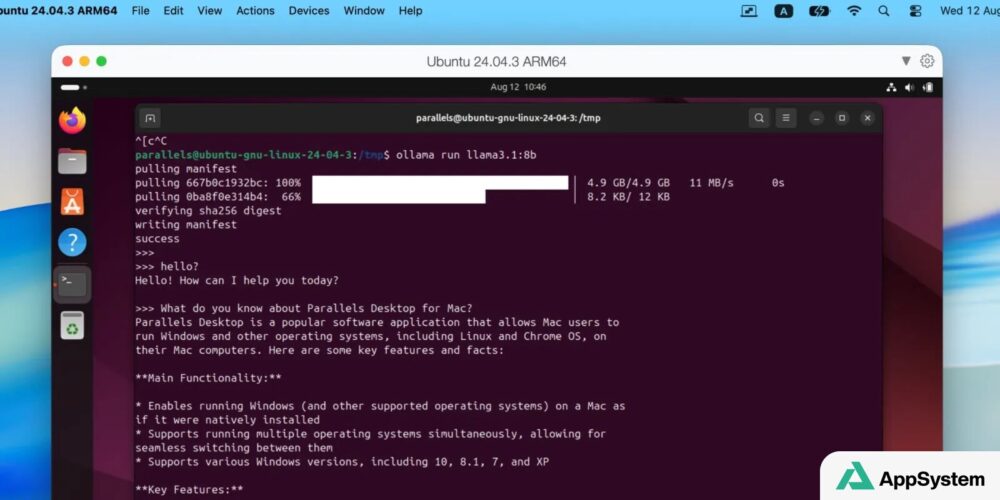 Machine virtuelle Ubuntu sur Mac lançant un modèle de langage local