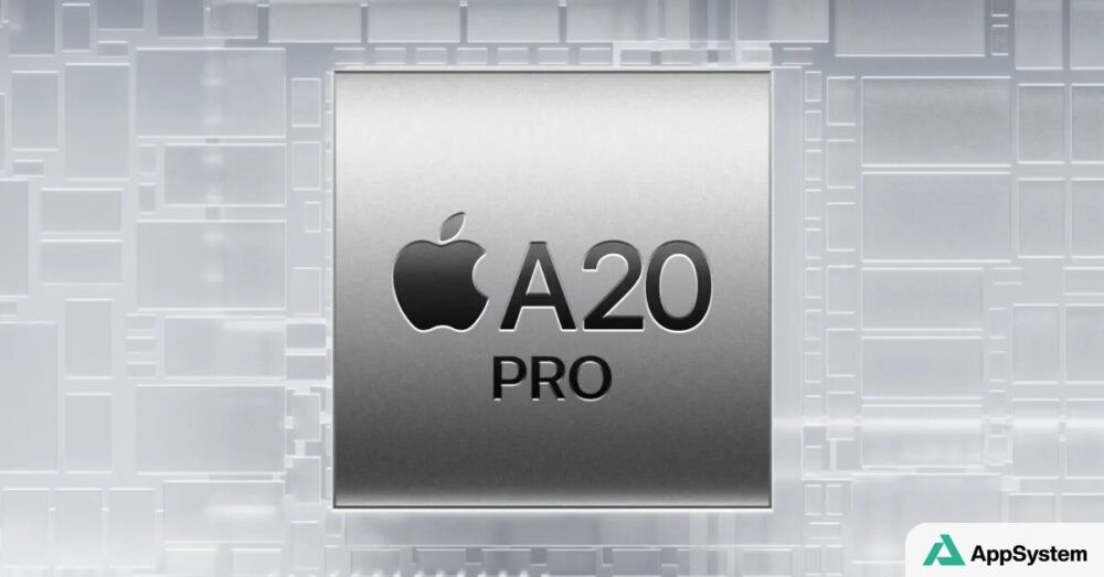 Rendu du processeur Apple A20 Pro sur un motif de circuit