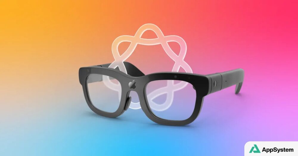 Rendu de lunettes intelligentes Apple noires sur fond coloré