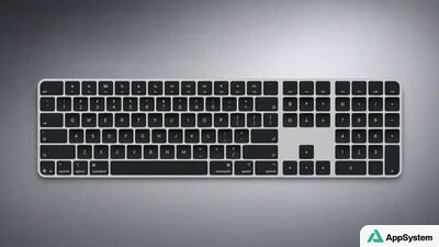 Vue d’ensemble d’un Magic Keyboard noir avec pavé numérique