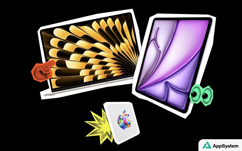 Illustration de produits Apple et d’une carte cadeau Apple Gift Card