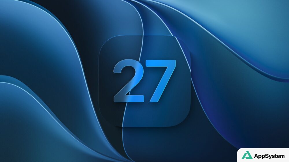 Fond d’écran bleu affichant le nombre 27 pour les systèmes Apple