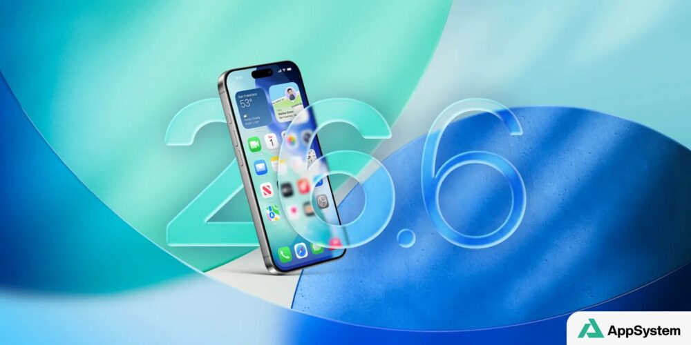 iPhone affichant iOS 26 devant un arrière-plan coloré