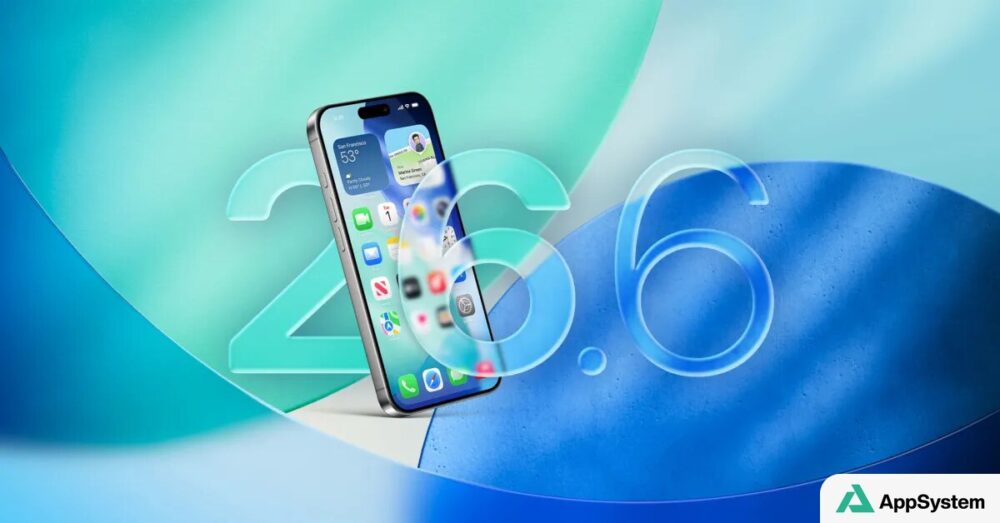 iPhone affichant iOS 26 devant un arrière-plan coloré