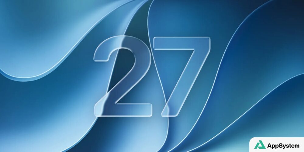 Illustration bleue affichant le nombre 27 pour iOS