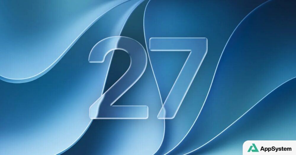 Illustration bleue affichant le nombre 27 pour iOS