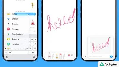 Messages affiche des outils de dessin et un message manuscrit.
