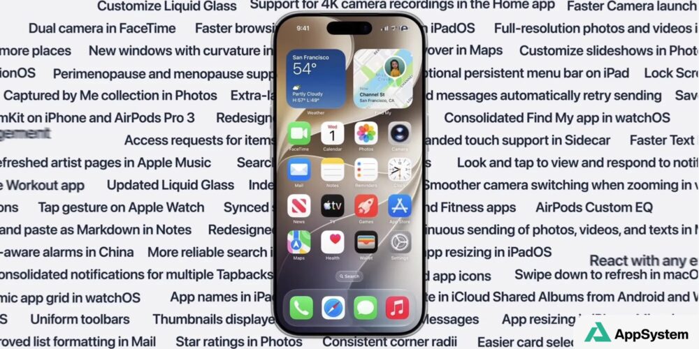 iPhone affichant l’écran d’accueil d’iOS 27 et ses nouveautés