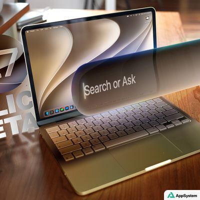 Ordinateur portable affichant la fonction Search or Ask de macOS