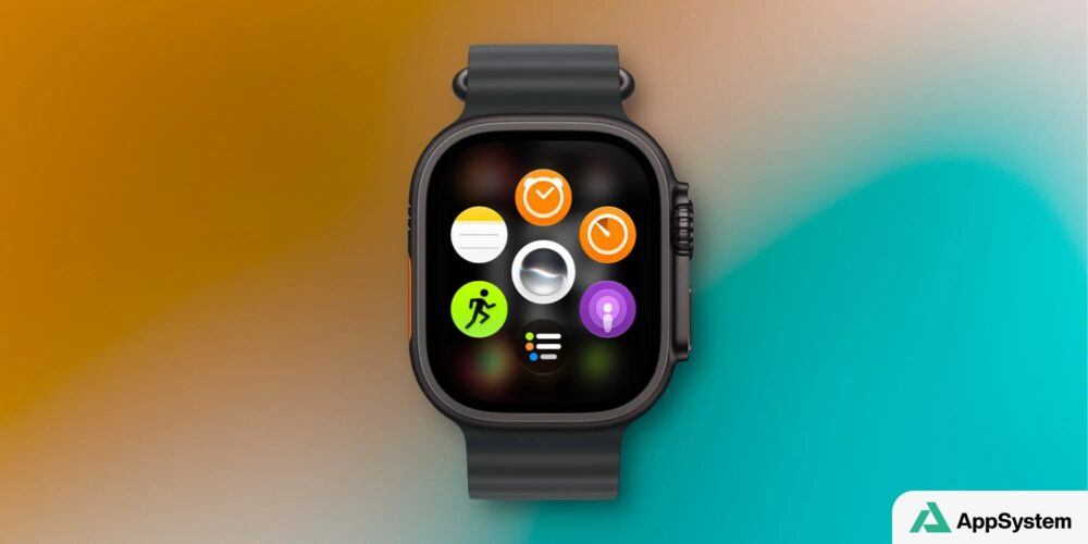 Apple Watch noire affichant plusieurs icônes d’applications sur son écran