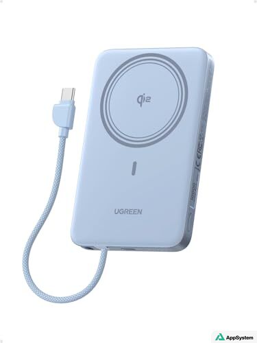 Batterie externe Ugreen MagFlow blanche avec recharge sans fil Qi2.