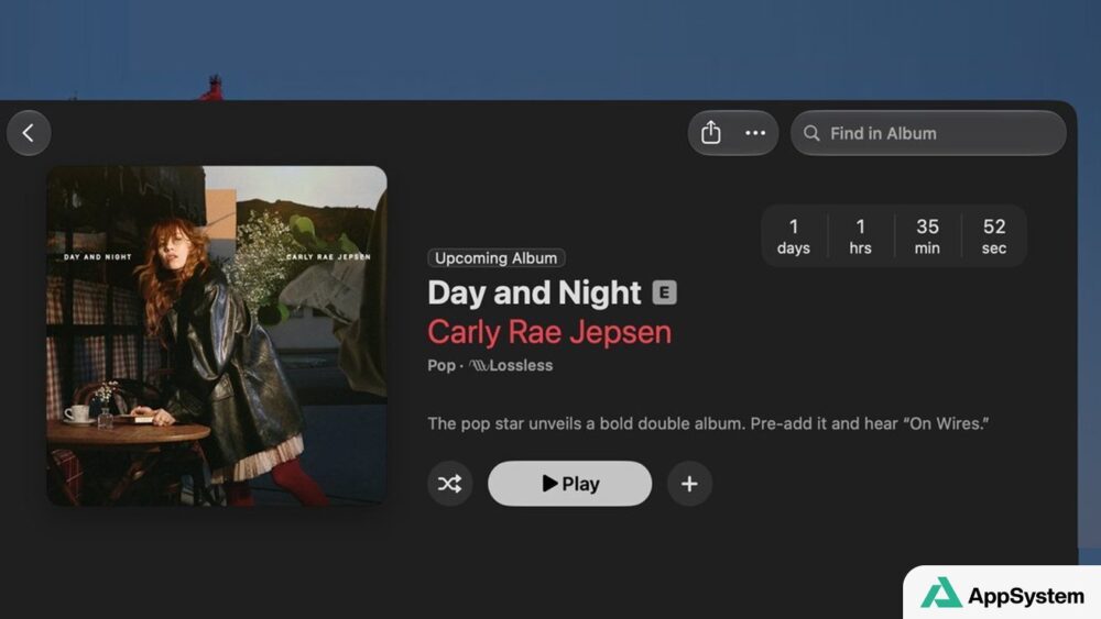 Illustration : Apple Music testing out countdown clocks for upcoming albums